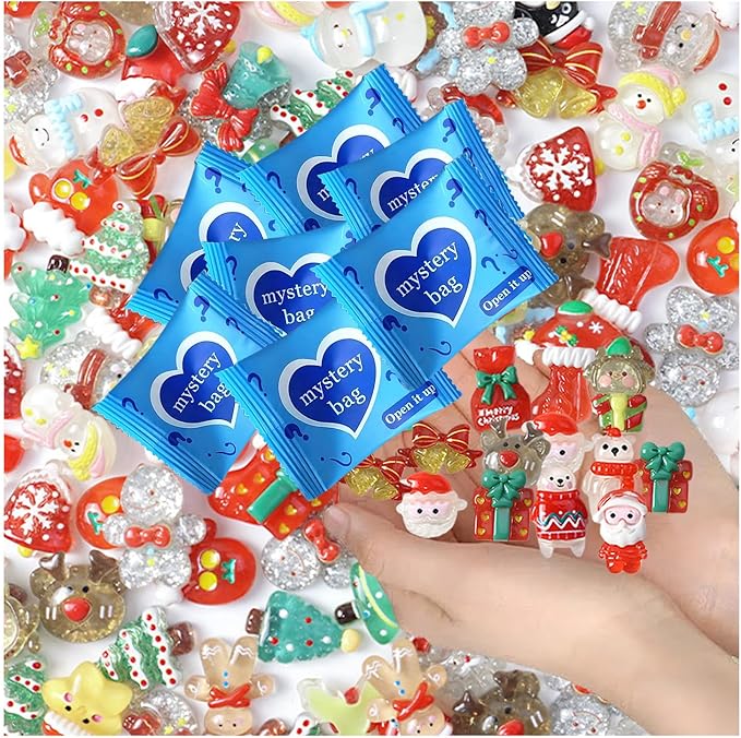 Mini Glow In The Dark Animal Resin Models, Resin Animals Mystery Bags, Individually Wrapped Blind Bags Tiny Animal Figurines, Collectible Mini Animals For Fairy Garden, DIY Crafts (100, Christmas)