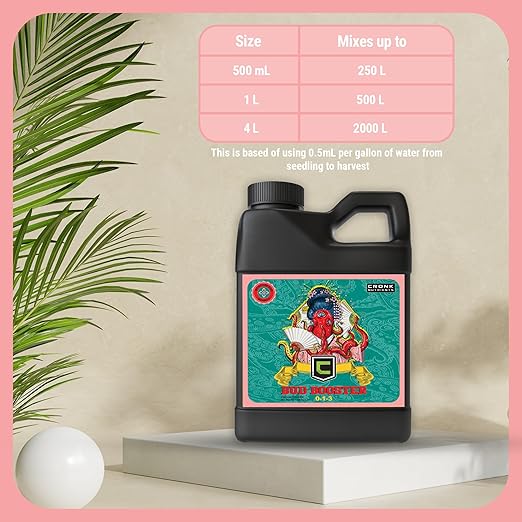 Cronk Nutrients Bud Booster - Best Budding Fertilizer for Maximum Blooms - Hydroponic Nutrients for the Bloom Phase - Balanced pH Formula - Suitable for Soil, Soilless, and Hydroponic Systems, 1L