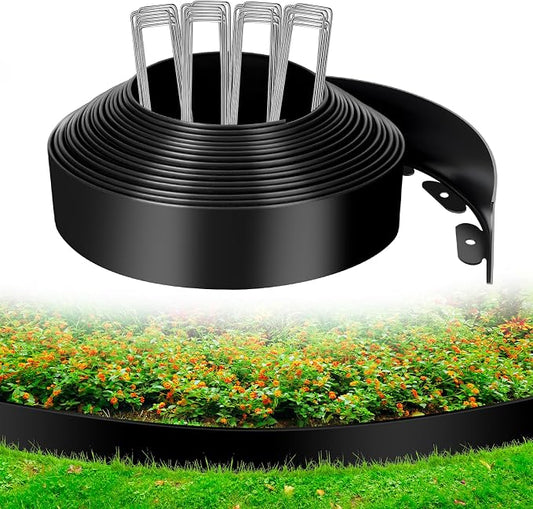 3 Inch x 60 FT (Multiple Sizes Available) Landscape Edging, Garden Edging Borders with 60pcs Upgrade Stakes, Flexible No Dig Plastic Garden Border for Lawn, Landscaping, Flower Beds and Yard