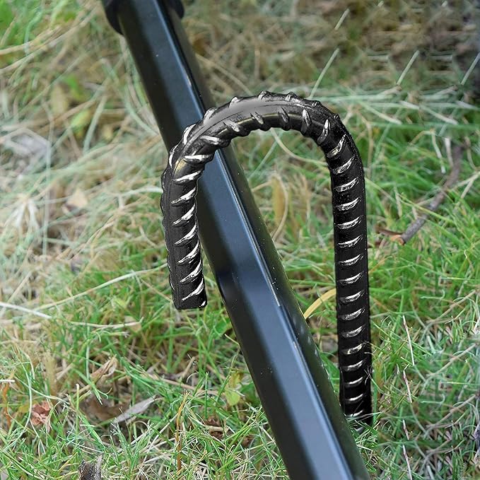 16 Inch J Hook Rebar Stakes 20 Pack, Heavy Duty 5/16" Diameter Black E-Coated Steel Wind Resistant Ground Anchors for Tent, Trampoline, Bounce House, Dog Kennel, Chain Link Fence & Gazebo