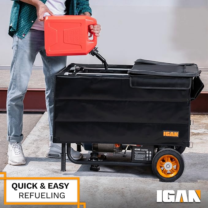 IGAN Generator Covers While Running Pro-Max for most 3500w-12000w Generators - Ultra Heavy Duty Generator Covers for Outside with Windproof Kit - Portable Waterproof Generator Cover, Black
