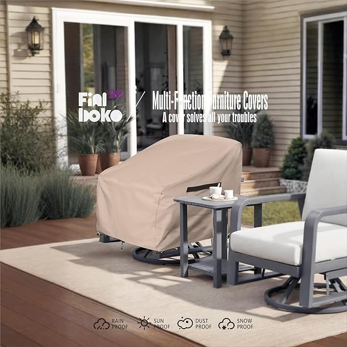 Patio Chair Covers 2 Pack,35Wx37Dx38H inches Outdoor Chair Covers,100% Waterproof Heavy Duty Outdoor Furniture Covers Waterproof,Light Brown Modern Style Patio Furniture Cover