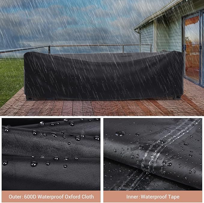 Patio Furniture Set Cover Waterproof, Mrrihand Outdoor Sectional Sofa Set Cover Heavy Duty 600D Table and Chair Set Cover 102" L× 74" W× 28" H