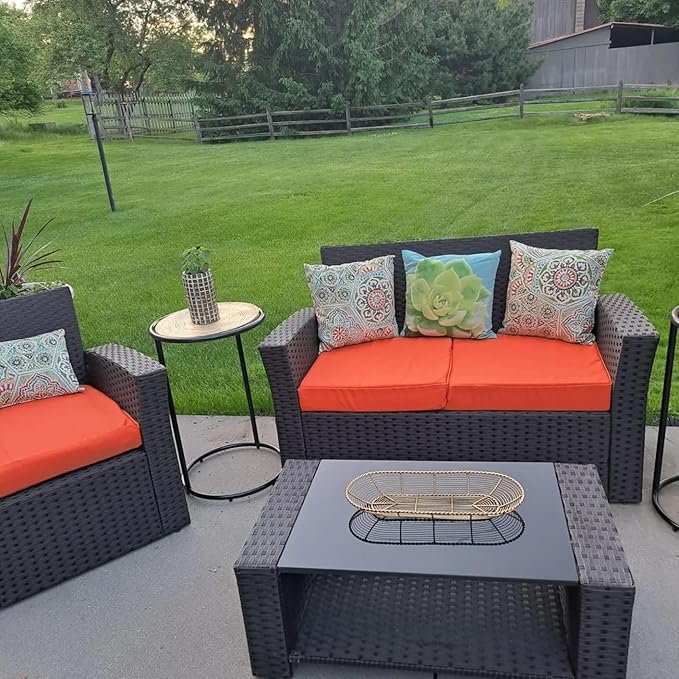 FLYMEI Patio Cushion Covers 22x22x3 Waterproof Outdoor Cushion Cover Replacement 2Packs Outdoor Seat Cushion Slipcover for Rattan Chair Sofa, Orange