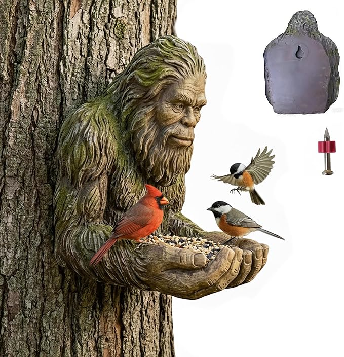 Bigfoot Bird Feeder Sasquatch Sculpture Garden Decor Tree Hugger Outdoor Statue Yard Art Wildlife Feeder Unique Gift Resin