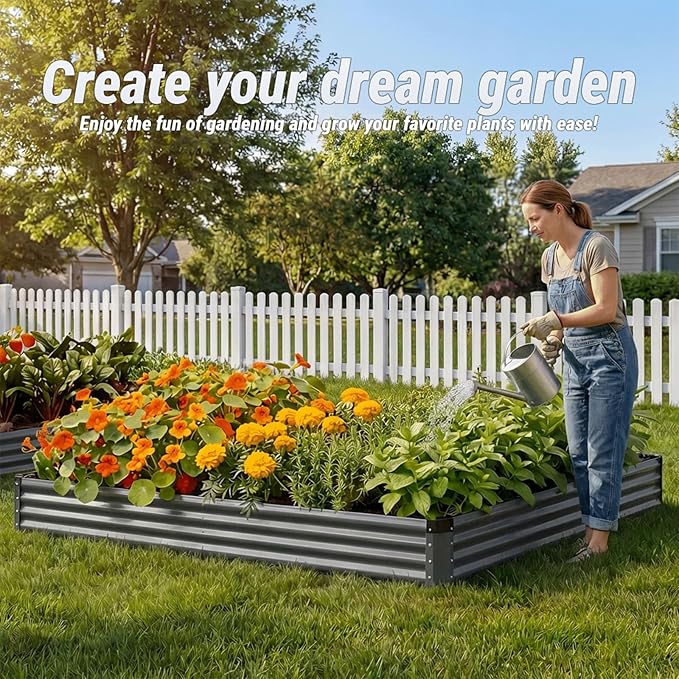 2Packs 6X3X1 FT Raised Garden Beds Outdoor, Planter Raised Beds for Gardening, Vegetables, Flowers, Large Metal Garden Box, Deep Plant Flower pots Outdoor(Dark Gray)