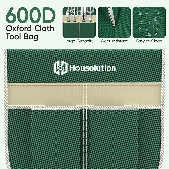 Housolution Garden Kneeler and Seat with Anti-Tipping Extendable Legs, Foldable and Portable Garden Stool with 2 Tool Bags, Thick Soft Kneeling Pad, Gardening Gifts for Women Men Seniors, Deep Green