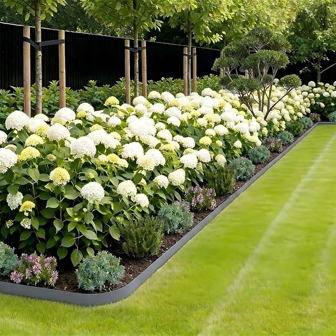 33FT Landscape Edging, 4in Tall Garden Edging Border with 50pcs Stakes Straight Top Edging for Yard Garden DIY Flower Beds Sidewalks Paver Edging, Grey