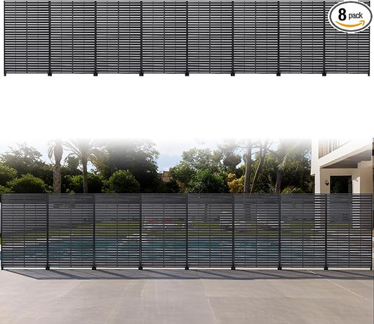 Privacy Screen Outdoor 72" Hx47 W Freestanding Privacy Panel with Stand, HDPE Decorative Privacy Fence with Sandblasting Louver Pattern, Patio Divider Screen, Privacy Screens for Outside