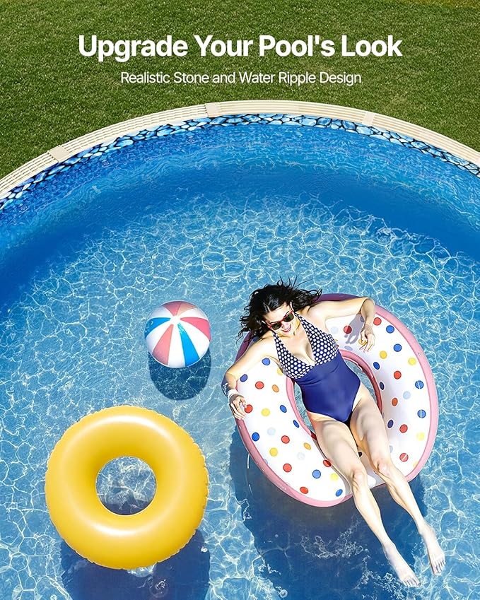 VEVOR 8-ft Round Above Ground Pool Liner, Overlap Pool Liners, Standard Gauge Vinyl, 48-to-54inch Wall Height, Designed for Steel Sided Above-Ground Swimming Pools