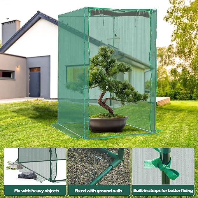 4 x 4 x 6 Ft Crop Cage for Garden Plants – Plant Protection Tent with Zippered Door, Raised Bed Cover & Sturdy Frame – Wind-Resistant Garden Bed Cover for Outdoor Vegetables & Flowers