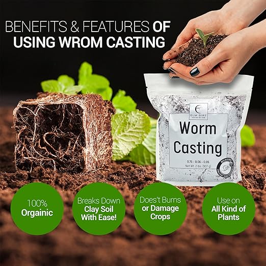 Elm Dirt 100% Organic Worm Castings & Bloom Juice for All Flowering Plants - Bloom Booster Fertilizer Earthworm Casting | Organic Plant Food for Houseplants, Vegetables, Flowers & Gardens Fertilizer