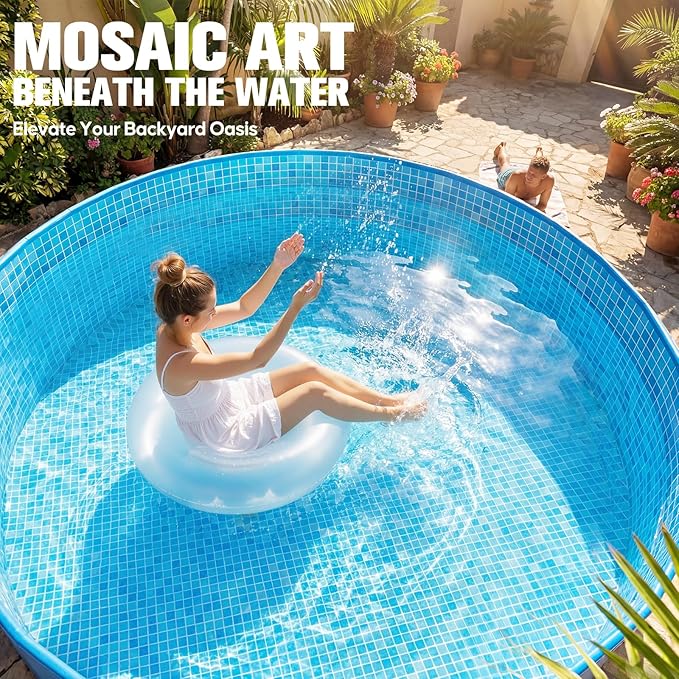 2026 Large Foldable Pool,Non-Inflatable Pool for Adult,Foldable Swimming Pool,Plastic Kiddie Portable Pool,Collapsible Kid Pool for Backyard,Oversized Easy Setup Family Pool for Adult,7.5FT