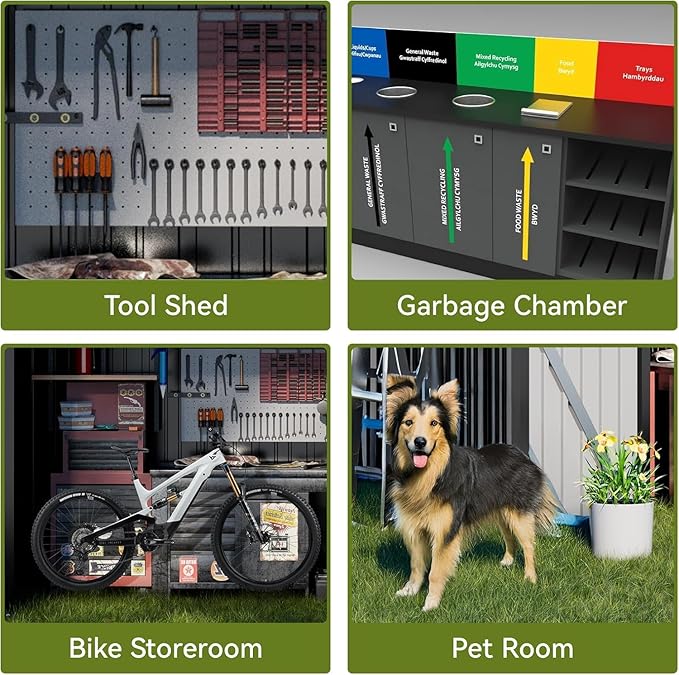 COMHOMA Shed Outdoor Storage Shed Metal,Lockable Doors Tool Sheds with Sloping Roof,Steel Garden Shed with Air Vent for Backyard,Patio,Lawn,Poolside (Grey, 6'x4')