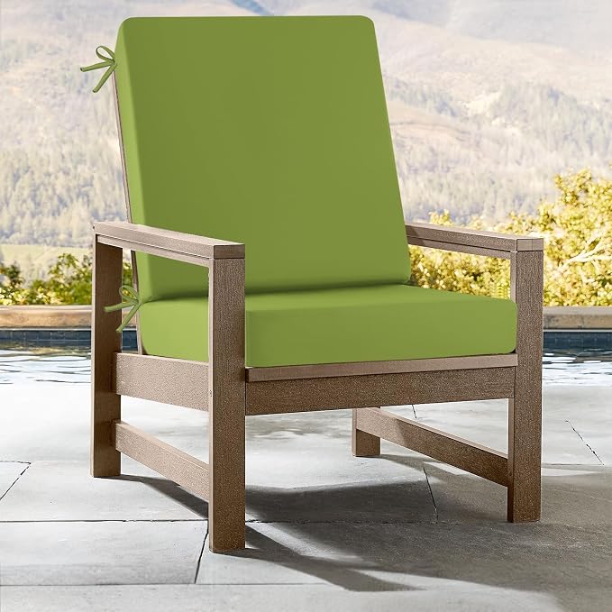 idee-home Outdoor Patio Dining Chair Cushion, High Back Density Foam Chair Cushions Seat with Removable Cover, WeatherResistant Indoor Deep, Green