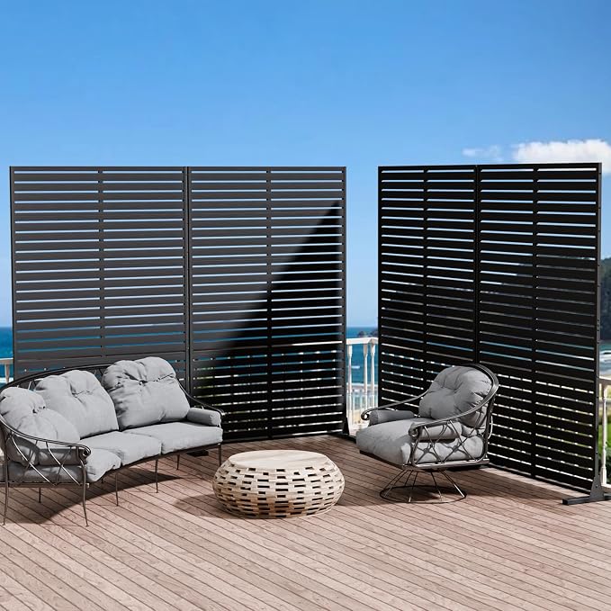 Privacy Fence Screen Outdoor Freestanding Privacy Panel, 72" H×47" W HDPE Decorative Panels with Stand, Room/Garden Divider, Outdoor Privacy Screen for Patio,Deck, Balcony, Pool