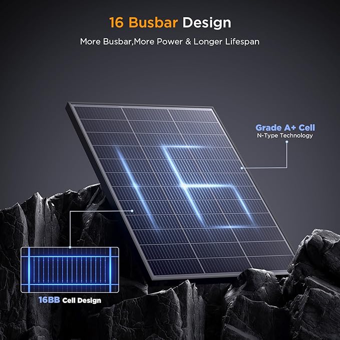 N-Type 16BB 200 Watt Solar Panel, 2×100W Solar Panels, 25% High Efficiency Monocrystalline PV Module,Compact Space-Saving for RV, Van, Marine, Cabin & Off-Grid 12/24VSystems