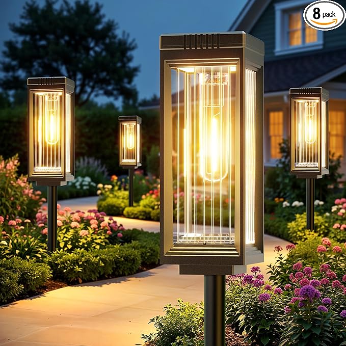 ELECLINK Solar Pathway Lights Outdoor, 8 Pack Upgraded Solar Lights Outdoor Waterproof, Bright Up to 15 Hrs Auto On/Off Garden Light for Yard Patio Lawn Path Walkway Driveway Outside Decor