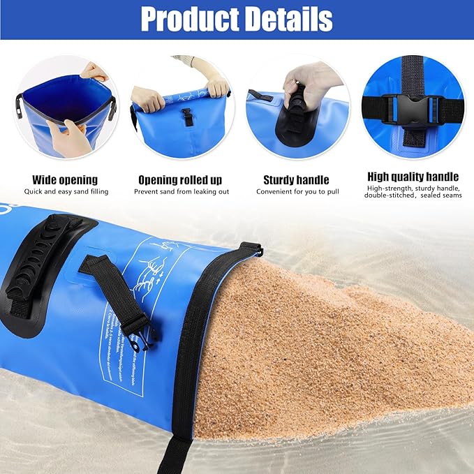 2 Pack 75lb Heavy Duty Pool Ladder Weights, No Breaken Pool Step Weights for Above Ground Pools, 500D PVC Waterproof Pool Stair Weights Pool Sand Bags for Above Ground Swimming Pools Stair (Blue)