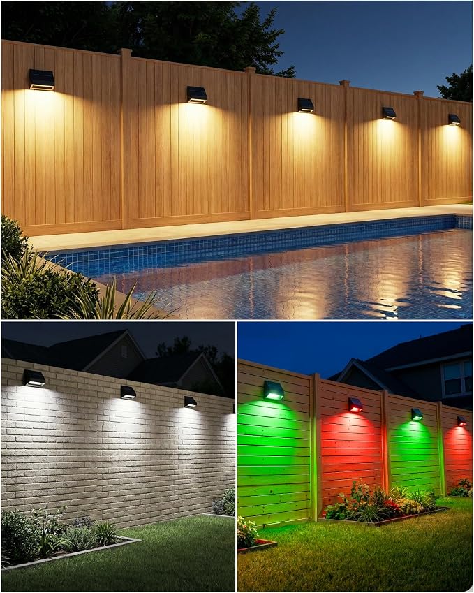 Bridika Solar Fence Lights with Remote, 12 Pack Bright 100 Lumen Fence Lights Solar Powered, 9 Colors&3 Modes, 1500 mAh Solar Wall Lights Outdoor IP65 Waterproof for Backyard, Deck, Patio, Garden