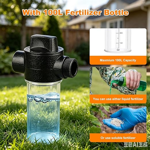 Deep Root Watering Tool for Trees - Stainless Steel Root Feeder with Fertilizer Bottle, Watering Wand Irrigation System with Brass Valve T-Handle for Garden, Orchard & Shrubs Irrigation Growth System