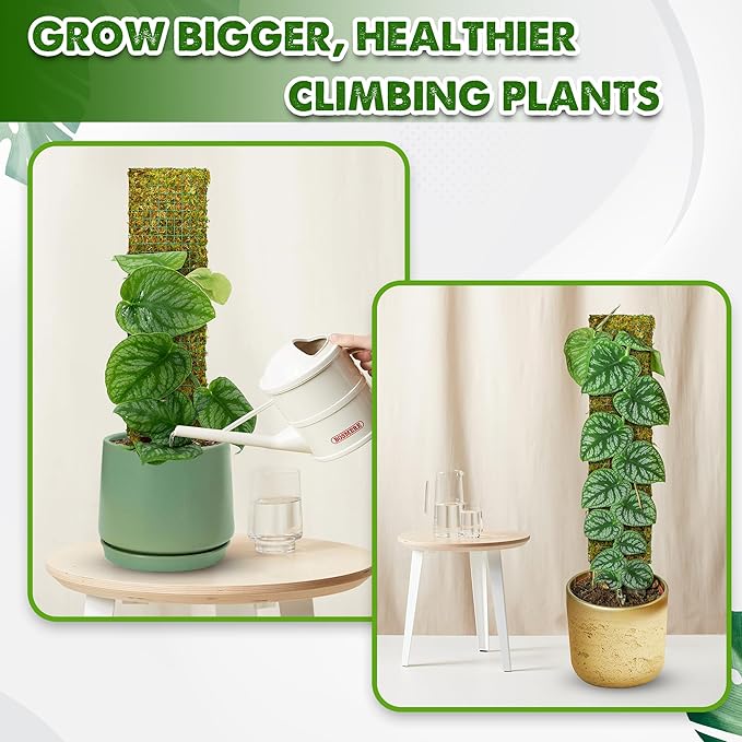 DUSPRO Flat Mesh Moss Poles for Climbing Plants Monstera Stackable Moss Pole for Plants with Real Moss Moss Plant Pole for Potted Plants Handmade Moss Stick for Indoor Plants Grow Upward 2 Pack 22”