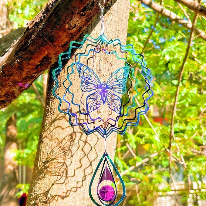 Stainless Steel Butterfly Reflective Spinners Deterrent Scarecrows to Scare Keep Woodpecker Pigeon Hawk Away from House Rainbow Wind Spinners for Outside Gifts for People with Dementia Bird Spikes