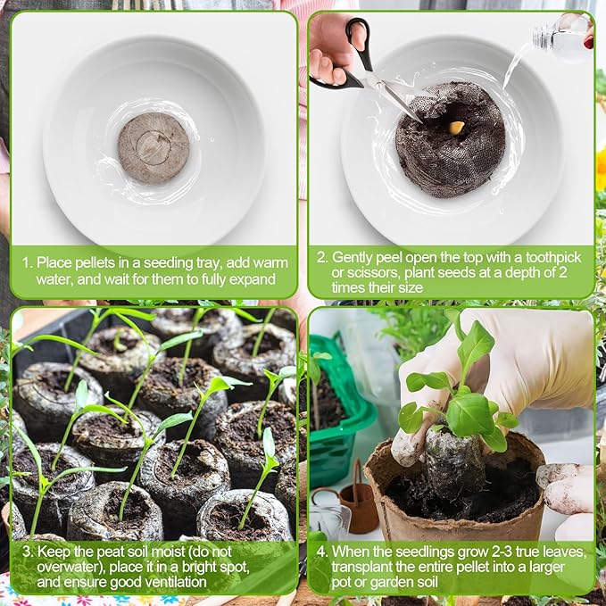 Legigo 200 Pcs 30mm Seed Starter Peat Pellets Pods for Seedlings- Compressed Seed Starting Pellets Seed Starter Pods Plugs Soil Peat Pods for Starting Seeds, Garden Planting Herb Flower Vegetables