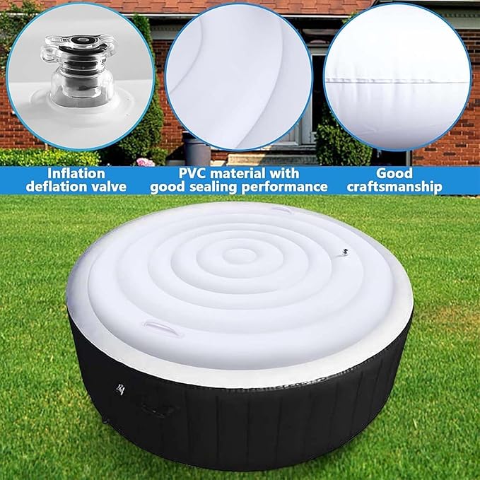 5.4 Ft Inflatable Hot Tub Cover - Energy Saving Lid for Round Hot Tub - Foldable Protective Rain Overflow Cover for Outdoor Inflatable Hot Tubs