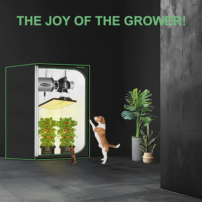 MELONFARM 32"x32"x63'' Grow Tent, High Reflective 600D Diamond Mylar Canvas with Observation Window and Floor Tray for Hydroponic Indoor Plant Growing