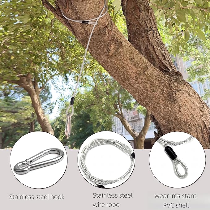 2 Pcs Premium Bird Feeder Hanger for Tree with Carabiner Clip，Flexible Stainless Steel Hanging Cables Chain Wire for Bird Feeders and Birdhouses，Baths, Planters，Baskets，Suet，Outdoor Camping (40 Inch)