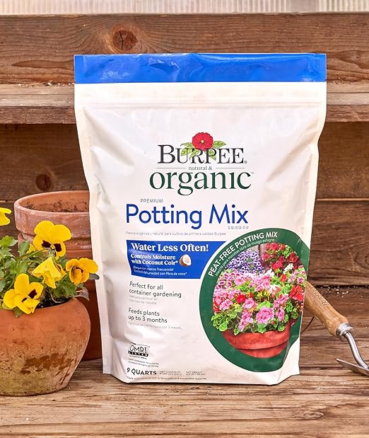 Burpee, 9 Quarts | Premium Organic Potting Natural Soil Mix Food Ideal for Container Garden-Vegetable, Flower & Herb Use for Indoor Outdoor Plant
