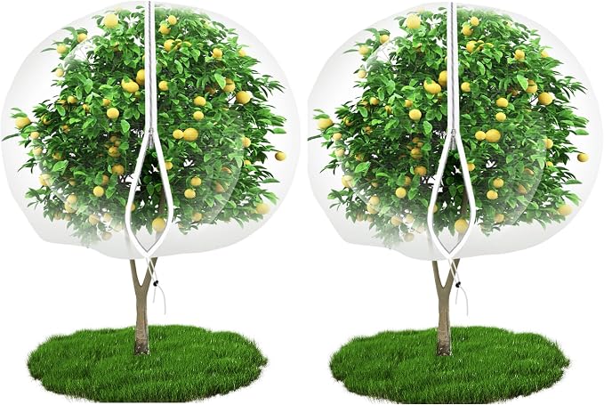 8'x10' Large Fruit Tree Netting for Squirrels and Birds with Drawstring, Insect Bird Netting Pest Barrier for Garden Protection (White, 2pc)