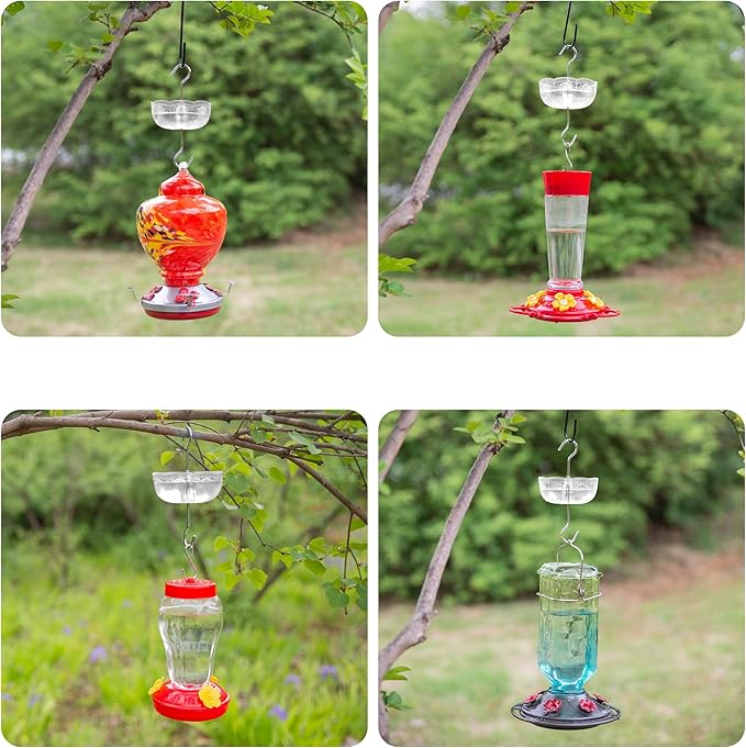 Ant Moat for Hummingbird Feeders, (4 Pack, 6 OZ) Vintage Style Ant Guard Hummingbird Feeder (Clear)