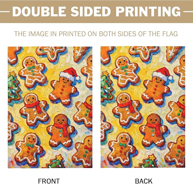 Christmas Gingerbread Man House Flag 28x40 Inch Xmas Gingerbread Themed Winter Holiday Decorative Garden Flags for Outside Double Sided Seasonal Outdoor Home Farmhouse Decoration Yard Porch Decor