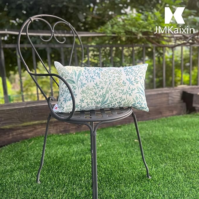 Pack of 2 Patio Lumbar Pillows, 12"x20" Fade Resistant Outdoor Waterproof Lumbar Pillow with Inners, Decorative Garden Lumbar Cushions for Home Patio Terrace Sofa Use