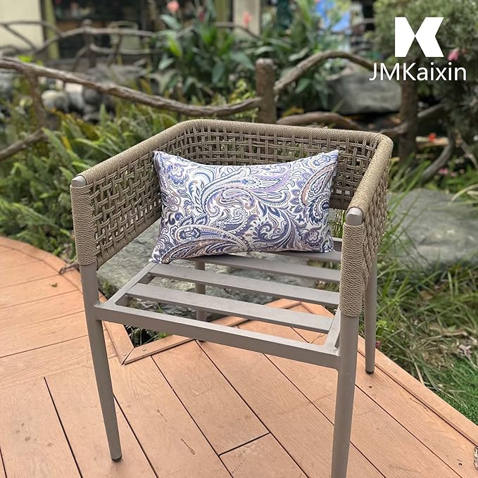 Pack of 2 Patio Lumbar Pillows, 12"x20" Fade Resistant Outdoor Waterproof Lumbar Pillow with Inners, Decorative Garden Lumbar Cushions for Home Patio Terrace Sofa Use