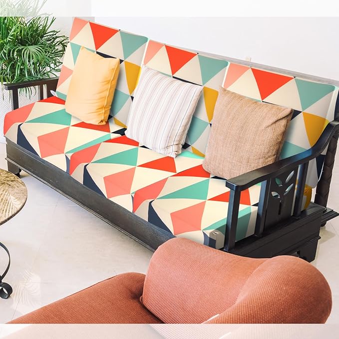 Newwiee 12 Pcs Patio Cushion Covers Outdoor Stretch Sofa Couch Cover Replacement Couch Slipcover Sofa Seat Chair Porch Patio Furniture Protector, Flexibility Washable(Multicolor,Geometric)
