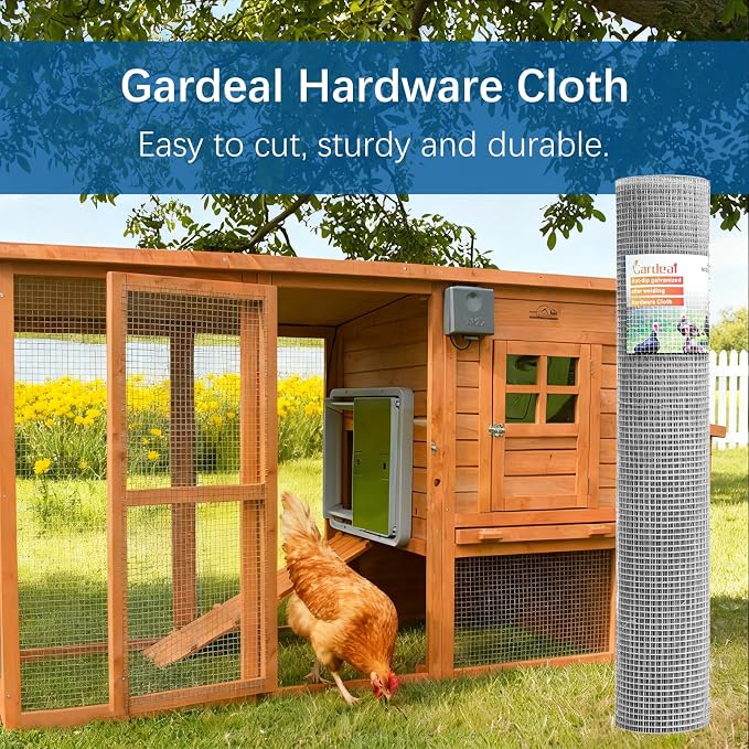 Gardeal 19 Gauge 1/2 Inch Hardware Cloth - Double Hot-Dipped Galvanized After Welding Steel Mesh - Duty Rust Proof Fencing for Gardens, Poultry Animal Netting Cage Screen (48inx1200in)