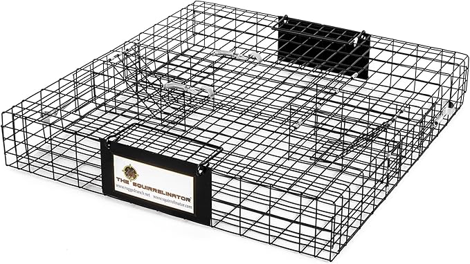 Rugged Ranch 4‑Pack Squirrelinator Multi‑Catch Squirrel Trap, Wire Cage, 24.5"x24.5"x5" Each - Live Catch‑and‑Release, 2‑Door Humane Rodent Control, No‑Poison Outdoor Use, Trap Only