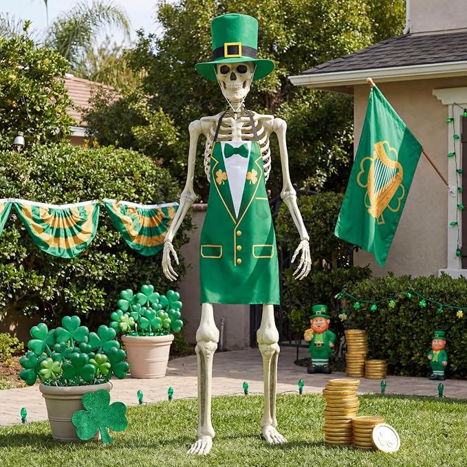 Mepase 12ft Skeleton Costume Accessories Set Oversize Hat and Apron Prop Giant Outdoor Indoor Yard Garden Lawn Decoration