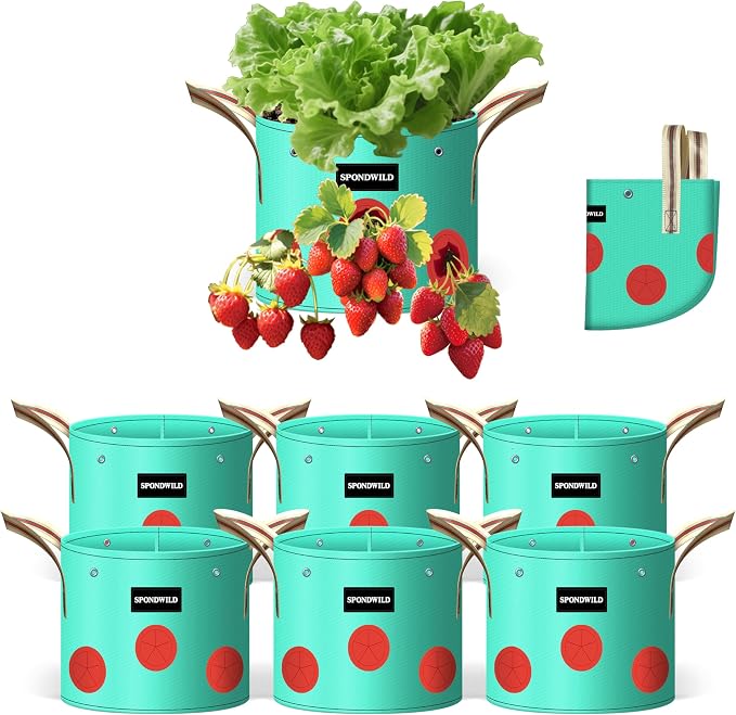 7 Pack 5 Gallon Grow Bags Heavy Duty 180G Thickened PE Plant Pots with 8 Breathable Holes