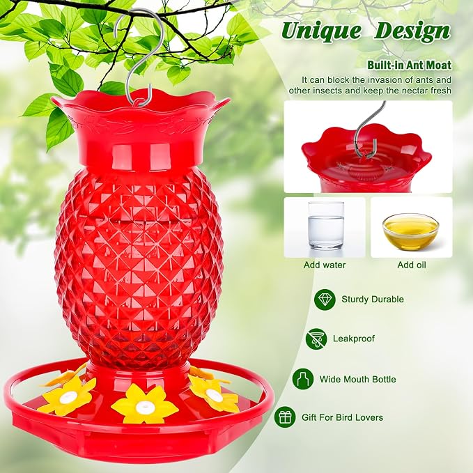 Fchstaer Hummingbird Feeders with Umbrella Bundle Glass Hummingbird Feeders