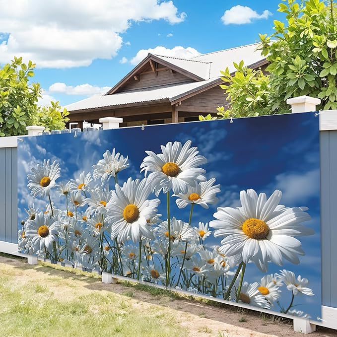 7 * 16FT Summer Garage Door Cover Decorations Sunset Palm Trees Garage Door Banner for Outdoor Indoor Summer Party Photography Backdrop (daisy, 7 * 16 ft)