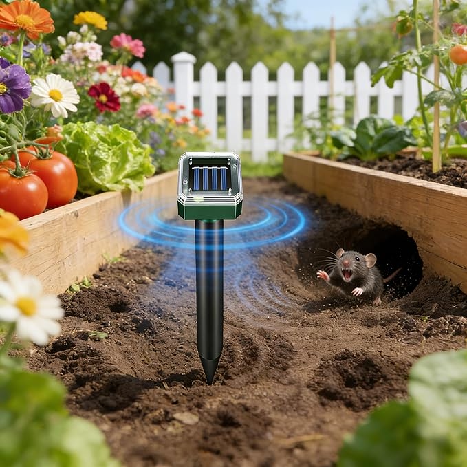 Solar-Powered Mole Repellent 10Pack Snake Repellent Outdoor, Gopher Repellent for Lawn Garden Yard, Mole and Vole Repeller Waterproof, Effectively Repels Gophers Snake