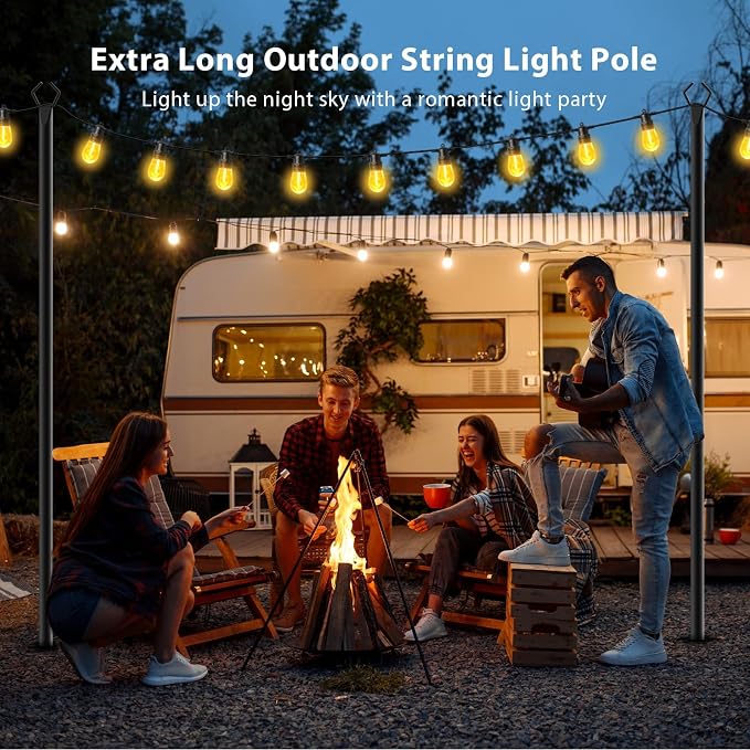 10Pack 10 FT String Light Poles,Metal with Fork Lights Poles for Outdoor String Light, Rustproof Heavy Duty for Outside Garden,Patio,Wedding,Backyard,Deck,Party