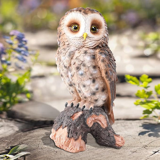 WONDER GARDEN Owl Statue Decor, Outdoor Resin Owl Figurine Sculpture for Home Outside Porch Patio Lawn Yard Decorations or Housewarming