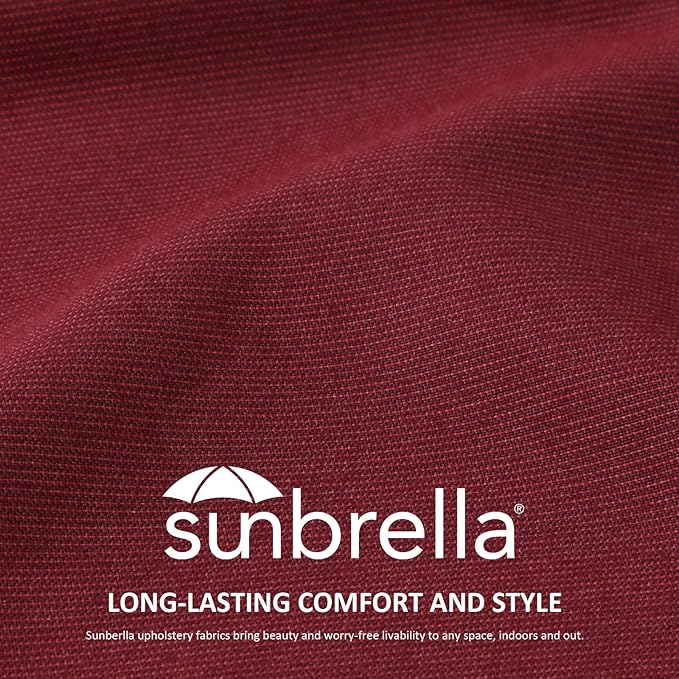 Unimatta Sunbrella Square Corner Seat Cushions, 19" x 19" x 3", Set of 4, Indoor Outdoor Water Repellent Universal Chair Pads with Ties for Patio Furniture, Garden Dining Chairs, Spectrum Ruby