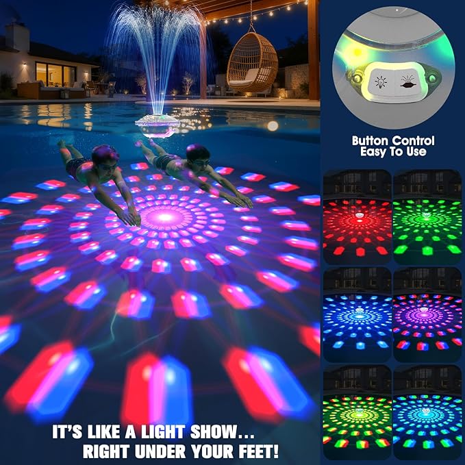 8000mAh Rechargeable Pool Fountain with Lights,2026 Floating Pool Fountain for Above Ground Pool Water Fountain Pump with Anchor, Swimming Pool Fountain Floating Pump for Pool Pond-SnowWhite