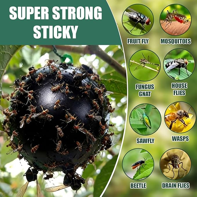 4 Pack Inflatable Fly Trap Balls 18inch Sticky Catcher for Black Yellow Greenhead Flies Outdoor Insect Control for Barn Stable Garden Greenhouse (Glue Not Included) (Fly Ball Trap)